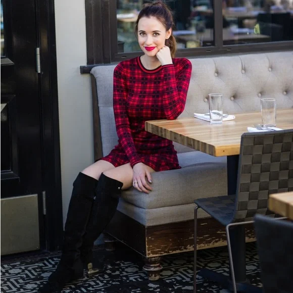 TORN BY RONNY KOBO ABIR ASYMMETRIC HEM CHECK DRESS - Picture 6 of 7